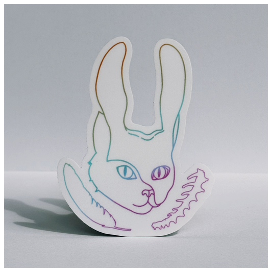 Stray Margins Mascot — Rainbow Vinyl Sticker